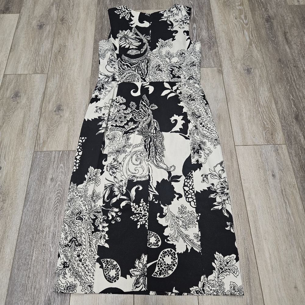 Talbots Casual Cocktail Mini Dress Sleeveless Black White Floral Women's 2 - Picture 5 of 9